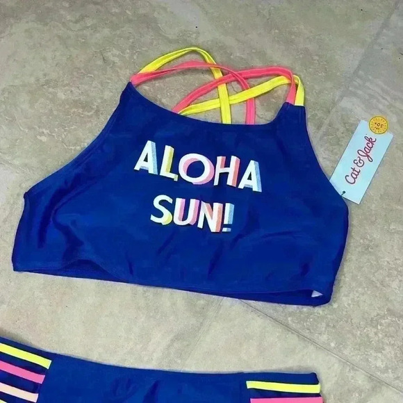 Cat & Jack 2 Piece Aloha Swim XXL 18 - Picture 4 of 6
